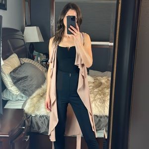 Naked Wardrobe Neutral Brown Long Vest, Medium, New with Tags